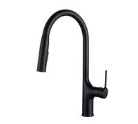 Pull Out Kitchen Faucet Deck Mounted Mixer Tap, Gun Gray Brass, 2-Funct Single Handle, Hot & Cold Water Smart Faucet (V62 Black) for Modern Kitchens