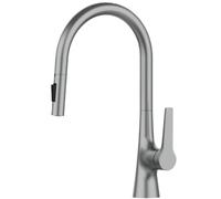 Pull Out Kitchen Faucet Gun Gray Brass, Two Funct Mixer Tap with Single Handle, Deck Mounted Hot & Cold Water, Brushed Ch h for Modern Kitchens