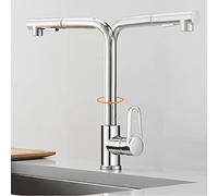 Pull Out Kitchen Faucet Rotating Retractable Hot and Cold Water Brass Faucet-Black(Nero)
