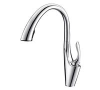 Pull Out Kitchen Faucet Solid Brass Dual Function Sprayer Swivel Single Handle Mixer Tap for Hot & Cold Water Chrome Finish Modern Kitchen Sink Fixture