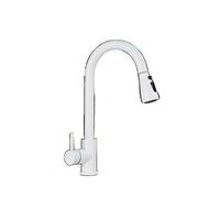 Pull-Out Kitchen Faucet with Hot & Cold Water, Sleek Silver Finish, Perfect for Kitchen & Bathroom Sinks, Modern Design, Easy Installation, Performance