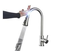 Pull-Out Kitchen Faucet with Touch Sensor Black Kitchen Mixer Tap Sensitive Control Brushed Nickel Finish - Modern Design for Easy Use and Style