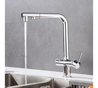 Pull-Out Kitchen hot and Cold Washing Basin Sink Three-in-one Faucet, Seven-Character -Control Water Purification (Electroplating)
