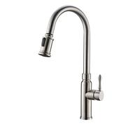 Pull Out Kitchen Mixer Faucet Brass Hot and Cold Shower Pattern Swivel Kitchen Faucet-Black (Color : Nero)