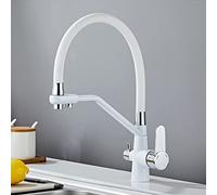 Pull Out Kitchen Mixer Tap 3 Way Kitchen Tap Flexible Faucet Sprayer Drinking Purifier Water Tap 3 in 1 High Arc Water Filter Purifier Tap Black Thriving WFJ