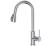 Pull Out Kitchen Mixer Tap Brushed Nickel - YEAUPE PRO Stainless Steel Sink Tap with 3 Spray Modes, Smooth Retraction, ABS Nozzle, 360° Swivel, Single Lever, Easy Install for Single Hole