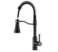 Pull Out Kitchen Sink Faucet Black, Deck Mounted Hot Cold Kitchen Mixer Tap, Three Modes Sink Faucets with Pull Down Sprayer,Matte Black(Matte Black)