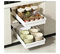 Pull-Out Kitchen Storage Basket with Easy Glide Ra No Drill Installation Space-Saving 2-Pack for Cabinets and Pantry