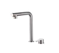 Pull Out Kitchen Tap 304 Stainless Steel Pull-Out Kitchen Sink Faucet Lift Concealed Hot and Cold Mixed Water Double Hole Single Handle Tap(Nickel)