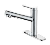 Pull Out Kitchen tap, CREA Single Lever Pull Out Sprayer Kitchen Faucet with Retractable Sprayer Swivel Spout, Chrome (Chrome Plate)