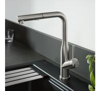 Pull Out Kitchen Tap Villeroy & Boch Subway Style Shower single lever, with pull-out spout 336mm Brushed stainless steel