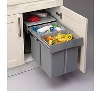 Pull Out Kitchen Waste/Recycle Soft Close Bin for 400mm Cabinet - Hinged Door Unit (20L + 20L)