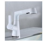 Pull-Out Lifting 360° Rotating hot and Cold Water Mixing Faucet-, Flexible Pull-Out Dual-Mode Sprayer(White)