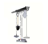 Pull Out Mop Holder,Heavy-Duty 8 Hook Mop & Broom Holder - Space-Saving Wall-Mounted Organizer for Garage, Kitchen, Laundry & Garden - Durable Storage Solution for Home Organization