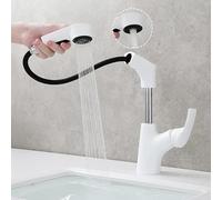 Pull-Out Multifunctional hot and Cold Basin Faucet Bathroom Toilet Lifting heightened Hand wash Basin Faucet, White