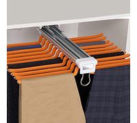 Pull Out Pants Hangers Pull-Out Closet Valet Rod Trousers Rack, Sliding Pants Hanger Bar,Clothes Organizers Shelf Wardrobe Rack for Hanging Clothes,Space Saving and Storage,22 Arms (Color : Orange)