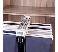 Pull Out Pants Hangers Pull-Out Closet Valet Rod Trousers Rack, Sliding Pants Hanger Bar,Clothes Organizers Shelf Wardrobe Rack for Hanging Clothes,Space Saving and Storage,22 Arms (Color : White) LWX