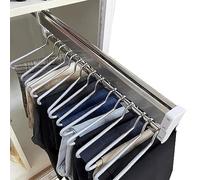 Pull Out Pants Hangers Trousers Rack Adjustable Wardrobe Clothing Rail Clothes Rod 30 80cm Extendable With 2 Sliding Track Pul