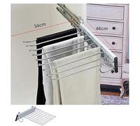 Pull Out Pants Hangers Trousers Rack, Pull Out Closet Pants Hangers for 9 Trousers,Wardrobe Organizers Storage Rack Sliding Clothes Hanger Rail,34 cm,46 cm/Left-Side Mount Made in China