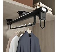 Pull Out Pants Hangers Trousers Rack Pull Out Clothes Hanger Rod - Adjustable Wardrobe Clothing Rail, Sliding Wardrobe Rail Pole, Metal Stainless Steel Extendable Wardrobe Hanging Rod, Clothing Organ