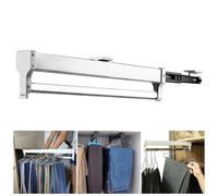 Pull Out Pants Hangers Trousers Rack, Sliding Wardrobe Closet Rod - Extendable Clothes Rail, Pull Out Clothes Hanger Rail, Adjustable Wardrobe Clothing Rail, Closet Organizer Rack, Space-saving, Load