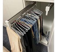 Pull Out Pants Hangers Trousers Rack Stainless Steel Wardrobe Rail Tube Extendable Closet Rod Adjustable Household Space Saving Storage Artifact Accessories L