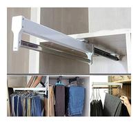 Pull Out Pants Hangers Trousers Rack Stainless Steel Wardrobe Rail Tube Extendable Closet Rod Clothes 30 60cm Household Space Saving Storage Artifact Accessories 25 Aqiong
