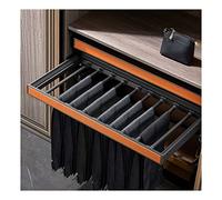 Pull Out Pants Rack Built-In Trouser Rack In Wardrobe With Buffer System, Adjustable Width Pull-Out Closet Scarf Jeans Storage Sliding Rail, Wardrobe Drawer Telescopic Trouser Rack Beauty Comes