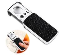 Pull-out Pocket Magnifier 30X 60X 90X Folding Jewelers Loupe Lens Magnifying Glass Portable Eye Loupe with Illuminated LED and UV Light for Jewelry Diamond Gem Coin Stamp Collection