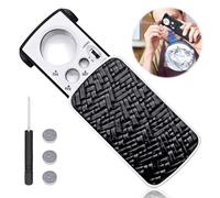 Pull-out Pocket Magnifier, Jewellers Slide Out Pocket Magnifier, Illuminated LED UV Light - Black Portable Handheld for Jewelry Diamonds Gems Coins Stamps Rocks Plants Home Office