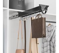 Pull Out Pots And Pans Organizer, 26-56cm Aluminum Alloy Closet Holder Hanger Rail With Adjustable Hooks, For Cabinet, Closet Tie Rack, Belt Scarf Hanger(31CM)