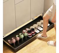 Pull Out Shoe Rack Cabinet for Entryway & Under Bed Storage No Drill Required Slim Design for Small Spaces Rebound Slide Rail 760x460mm (30x18inch)