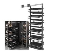 Pull Out Shoe Rack Rotating Stackable Pull-Out Storage Cabinet Vertical Shelf Organizer Adjustable，3-in-1 Shoe and Coat Rack with Bench, Solid Wood Hanger Hooks, Storage Shelf for Entryway,
