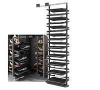 Pull Out Shoe Rack Rotating Stackable Pull-Out Storage Cabinet Vertical Shelf Organizer Adjustable，3-Tier Bamboo e Shoe Rack Bench with Cushioned Seat, Small Foot Stool, Pouffe, Change Shoe