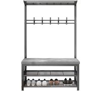 Pull Out Shoe Rack Rotating Stackable Pull-Out Storage Cabinet Vertical Shelf Organizer Adjustable，Coat Rack Shoe Bench - 10 Hooks 2-Tier Storage - Easy Assembly for Hallway Entryway Organiz