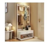 Pull Out Shoe Rack Rotating Stackable Pull-Out Storage Cabinet Vertical Shelf Organizer Adjustable，Modern Wooden Shoe Rack with Bench & Cushion: Freestanding Entryway Coat Rack for Hallway,
