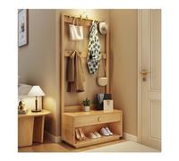 Pull Out Shoe Rack Rotating Stackable Pull-Out Storage Cabinet Vertical Shelf Organizer Adjustable，Modern Wooden Shoe Rack with Bench & Cushion: Freestanding Entryway Coat Rack for Hallway,