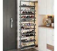 Pull Out Shoe Rack Rotating Stackable Pull-Out Storage Cabinet Vertical Shelf Organizer Adjustable，Pull-Out Shoe Rack for Inside The Cabinet,Expanding Shoe Cabinet,Adjustable Height Retracta