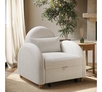 Pull-Out Single Chair Bed in Beige Boucle - Gene