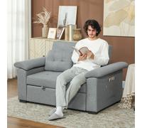 Click Clack Sofa Bed 2 Seater Sofa Bed for Living Room HOMCOM Light Grey One Size