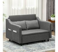 Pull Out Sofa Bed, Fabric 2 Seater Sofa Couch for Living Room, Grey HOMCOM Grey One Size