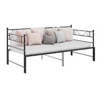 vidaXL Pull-out Sofa Bed Frame Black Metal Sleepover Occasional Guest Resting