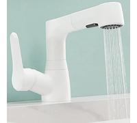 Pull Out Spray Bathroom Sink Faucet - Brass Basin Tap with Hot & Cold Water, Retractable Kitchen Tap for Easy Use - Modern Design, Versatile &