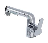 Pull Out Spray Bathroom Sink Tap 3 Function Chrome Wash Basin Faucet Single Handle Hot & Cold Water Mixer for Modern Bathrooms