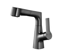 Pull Out Spray Bathroom Tap2 Mode Basin Faucet 360° Rotating Single Handle Hot & Cold Water Mixer Modern Grey Design for Kitchen & Bathroom Use