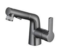 Pull Out Spray Faucet3 Mode Bathroom Sink Tap Single Handle Hot & Cold Water Mixer Stylish Grey Wash Basin Taps for Modern Bathrooms