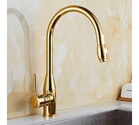 Pull Out Spray Kitchen Faucet Gold Sink Mixer Tap 360 Degree Rotation Kitchen Mixer Taps Kitchen Tap Aerator Deck Mounted Single Handle Brass Retro Kitchen Sink Faucet