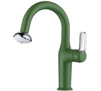 Pull Out Spray Kitchen Mixer Tap Gooseneck SingLever Sink Faucet Modern Green Design for Kitchens