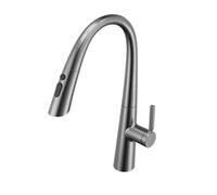 Pull Out Spray Kitchen Tap with 3 M Hot & Cold Water Swivel Design Brass Sink Mixer Single Hole Installat Slish Grey h for Modern Kitchens