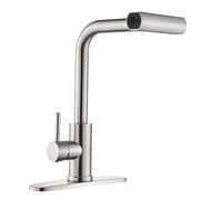 Pull Out Sprayer Faucet, Brushed Stainless Steel Bar Sink Faucet, 3 Water Modes, Single Handle Hot and Cold, 360 Degree Rotation, for Kitchen and Bar Use